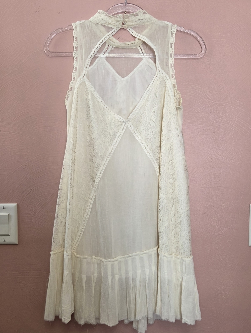 FREE PEOPLE FP ONE Ivory Angel Lace Dress Extra Small - Picture 6 of 11
